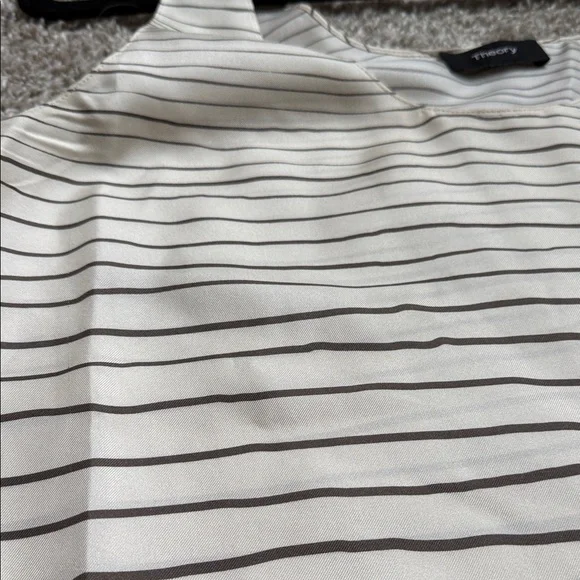 Theory Ivory and Charcoal Striped Tank Top M / L - Picture 3 of 4